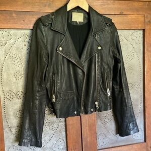 IRO Asheville Leather Moto Jacket Black Distressed Soft Size 2 S